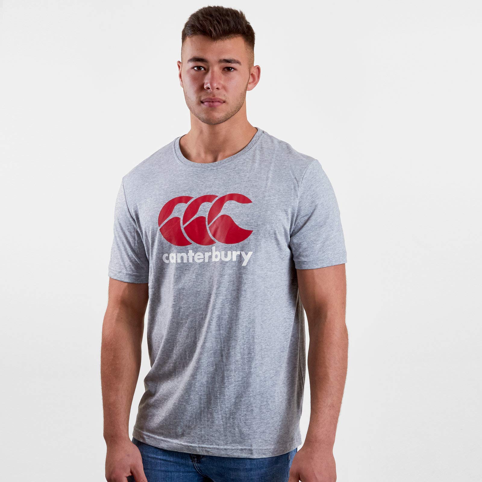 Canterbury 2018 CCC Classic Logo Training Cotton T-Shirt Mens Sports Tee Classic Marl/Red/White Large