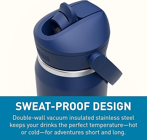 Miniatura 6 de CamelBak Thrive - Botella de agua de acero inoxidable aislada con pajilla, color azul marino, 25 onzas