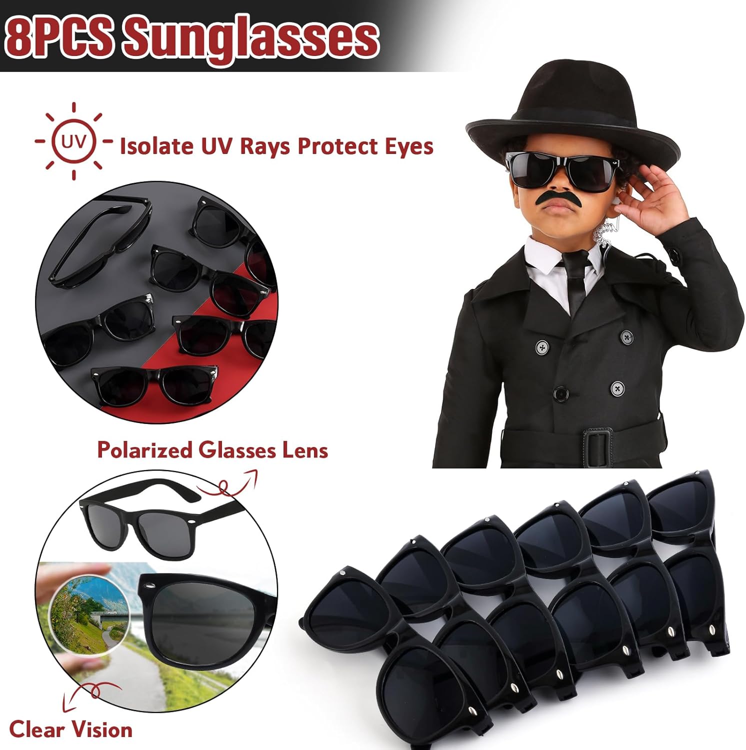 Spy Detective Party Favors Kit Birthday Supplies Top Secret Gift Box Glasses Invisible Ink Pen Mini Notebook Fake Mustaches Toy Game Escape Room Party Favors for Kids 3-5 4-8