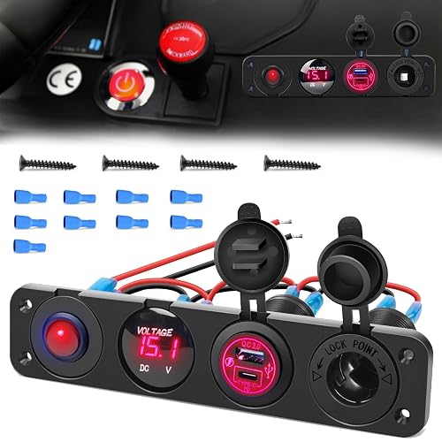 4-in-1 on/Off Panel with PD C Type and QC 3.0 USB Cigarette Lighter ...