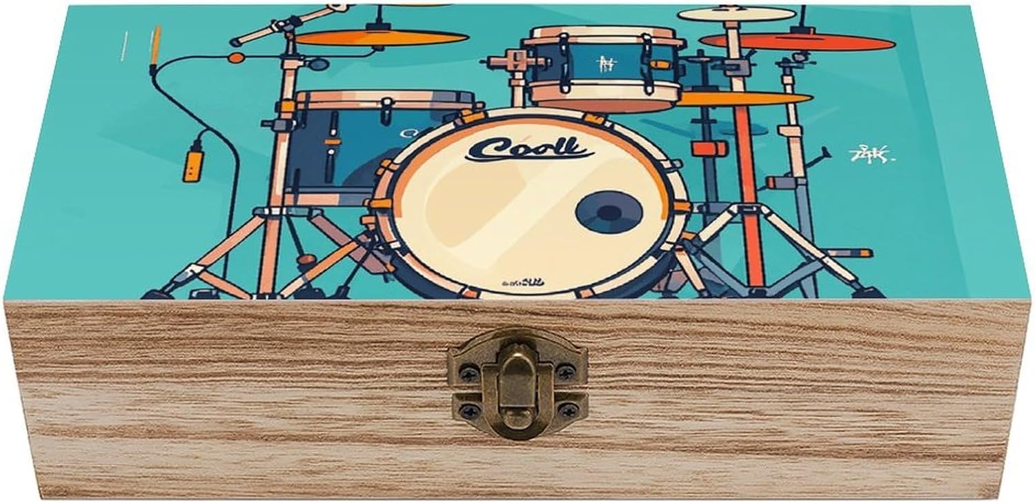 Cool Drum Set Large Wooden Keepsake Box Decorative Boxes