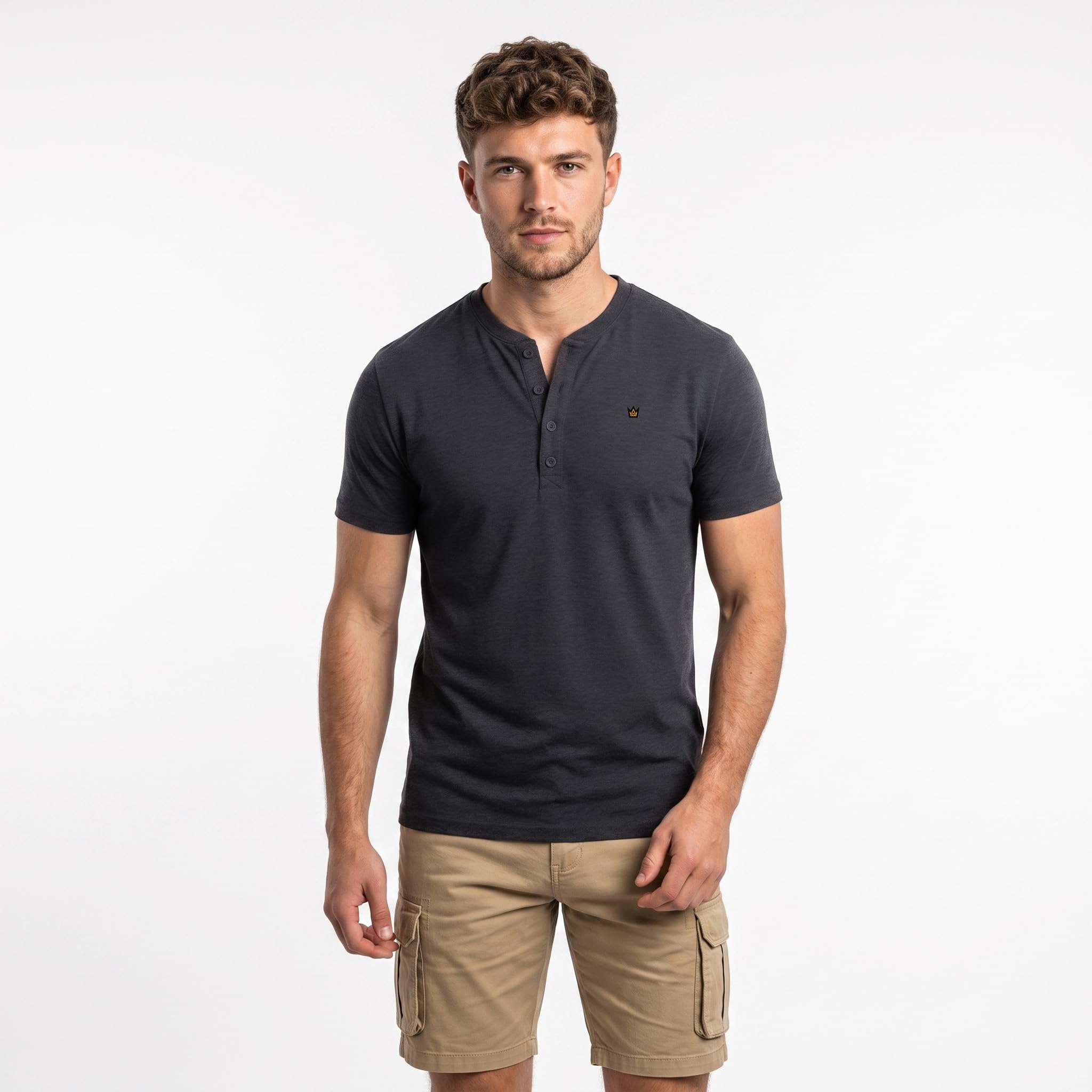 2er-Pack Herren-Henley-T-Shirts mit halben Ärmeln, leichte Henley-Oberteile