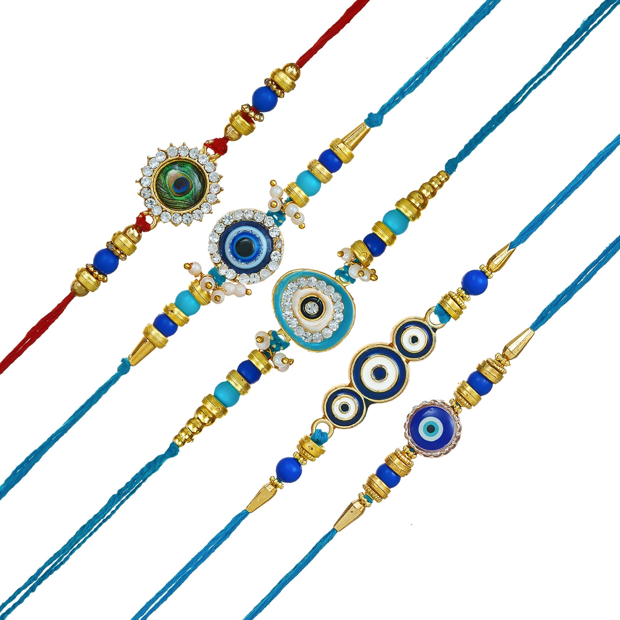 perpetual Rakhi for Brother And Bhabhi Eco Friendly Evil Eye Shape Rakhi Bracelet And Rakhi For Brother Set of 5 With Fridge Magnet As Gift-image-3