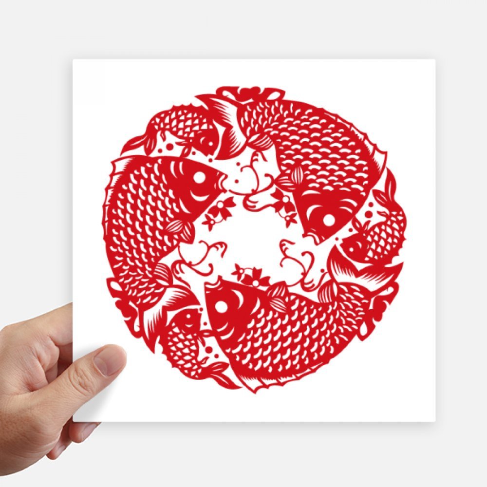 Pegatinas de pescado festivo de 20cm cuadradas para pared y maleta pack de 4