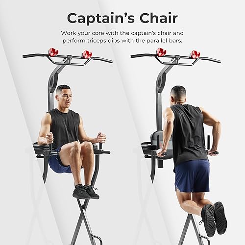 Miniatura 4 de Sunny Health & Fitness Power Tower, Dip Bar, Push-Up & Pull Up Assisting Parallette Station w Optional Rock Climbing Grip Trainer