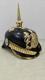 Capacete militar pickelhaube imperial alemão, couro preto com ponta de latão e insígnia, réplica de fantasia histórica