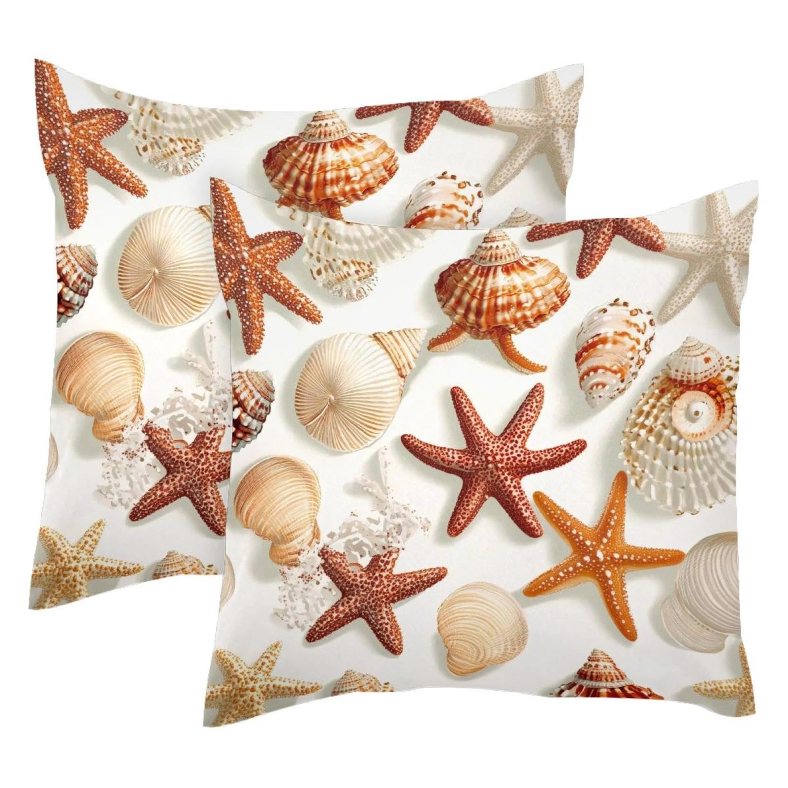 Housse de coussin étoiles de mer en velours pour salon ambiance bord de mer