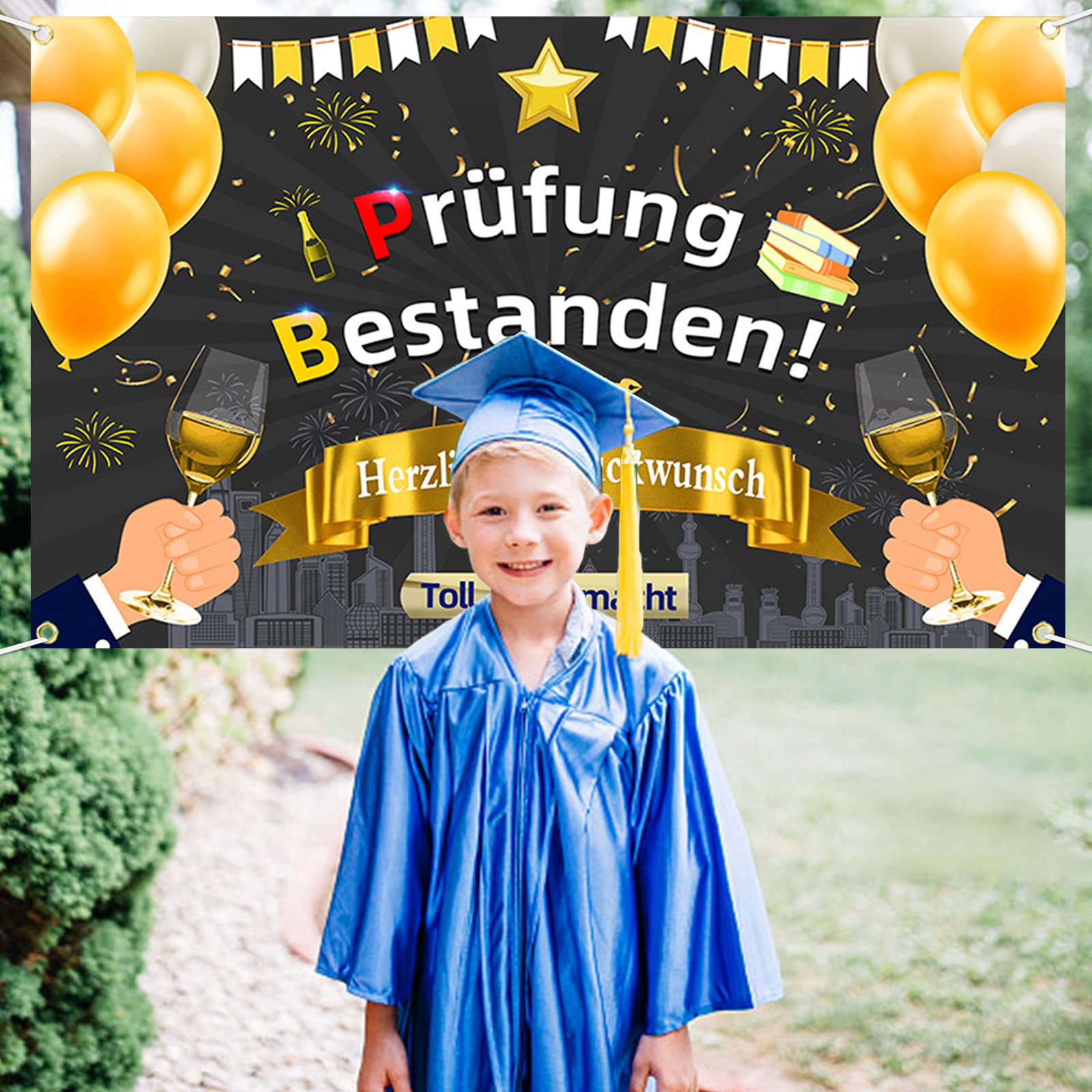 Abschlussball-Banner 2025 – Schwarz-Gold, 100x180 Cm, Party-Dekoration Für Abschlussfeiern