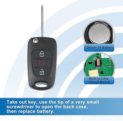 Miniatura 4 de X AUTOHAUX 3 botones Flip Car entrada sin llave control remoto reemplazo llavero proximidad Smart Fob NYOSEKSAM11ATX para Kia Sportage 2012-2013