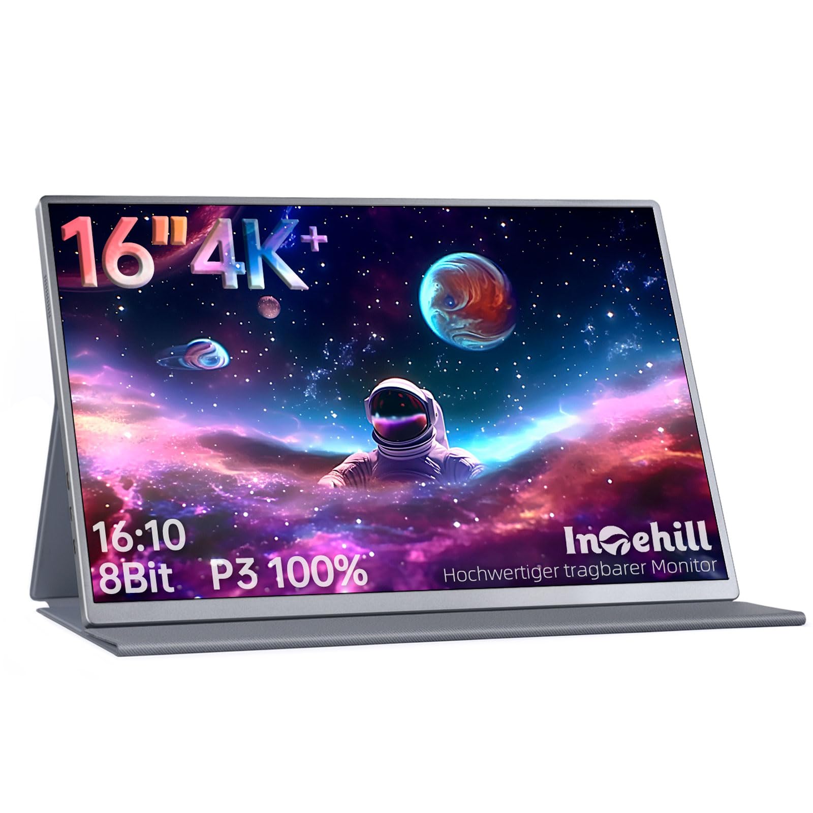 Intehill Tragbarer Monitor 4k für Laptop und Mini PC, High-End 16 
