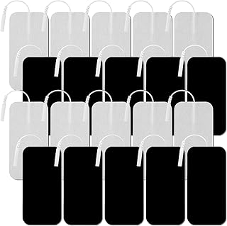 TENS Unit Electrodes Pads, 20 Pcs Adhesive Electrodes, Replacement Reusable Pads Self Adhesive Electrodes with Plug 2.0 mm for TENS Machine (5x10cm)