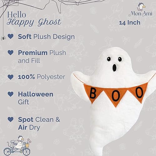 Miniatura 2 de MON AMI Peluche Happy Ghost  Juguete de fantasma Boo de 14 pulgadas  Peluche suave de Halloween para todas las edades  Lindo regalo de dulce o truco