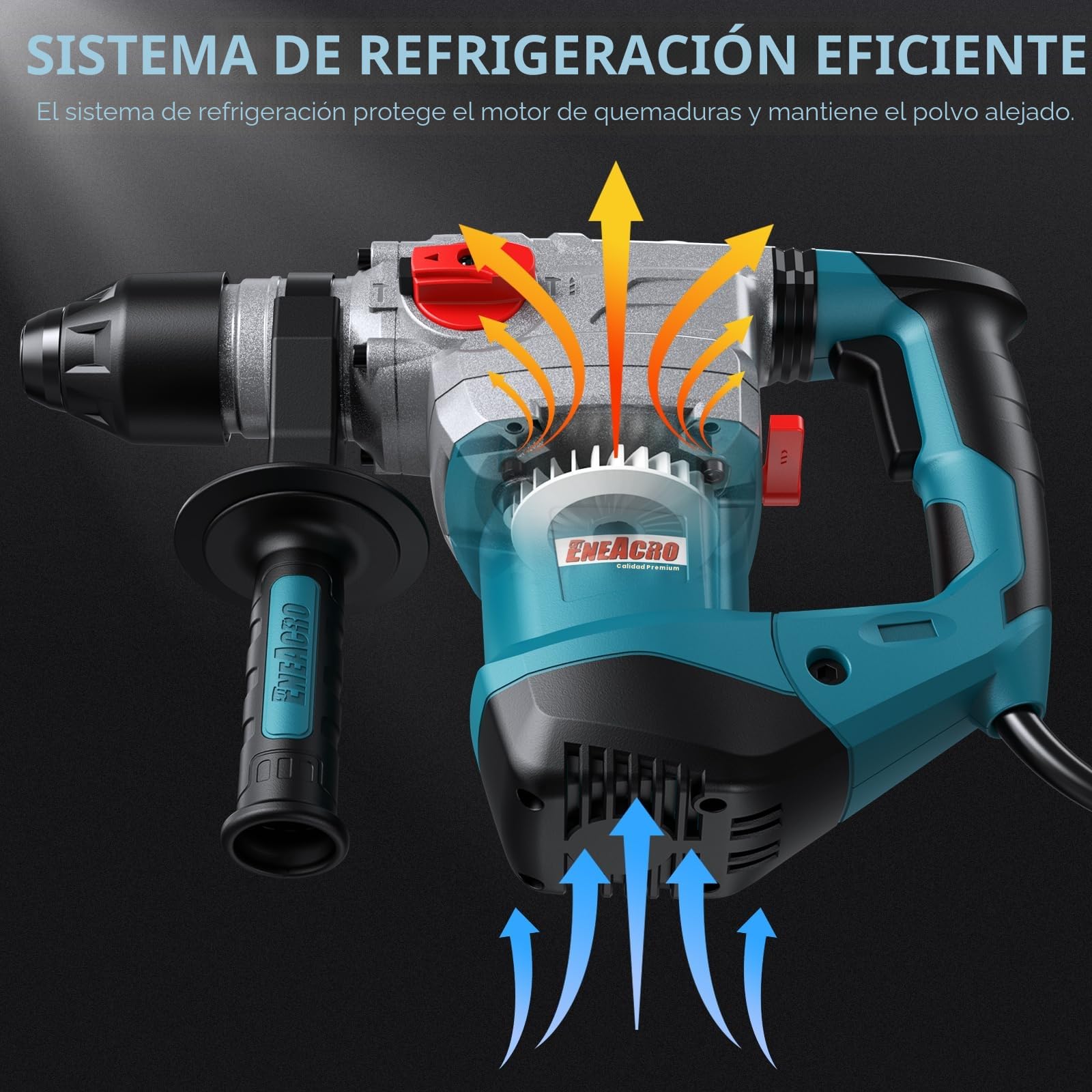 ENEACRO SDS-Plus Martillo Perforador de Alta Potencia, 1500W y 7J, con Embrague de Seguridad y Control de Vibración, 4 Funciones, Incluye Grasa, Cinceles, Brocas y Bolsa de Herramientas