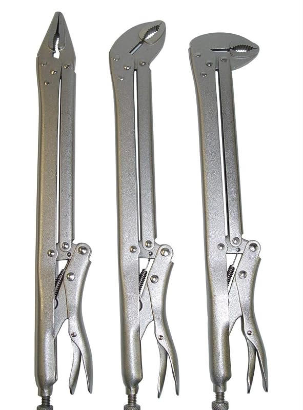 Kit com 3 Alicates de Pressão VCT de 38,1 cm com Mordentes Reto, 45° e 90°