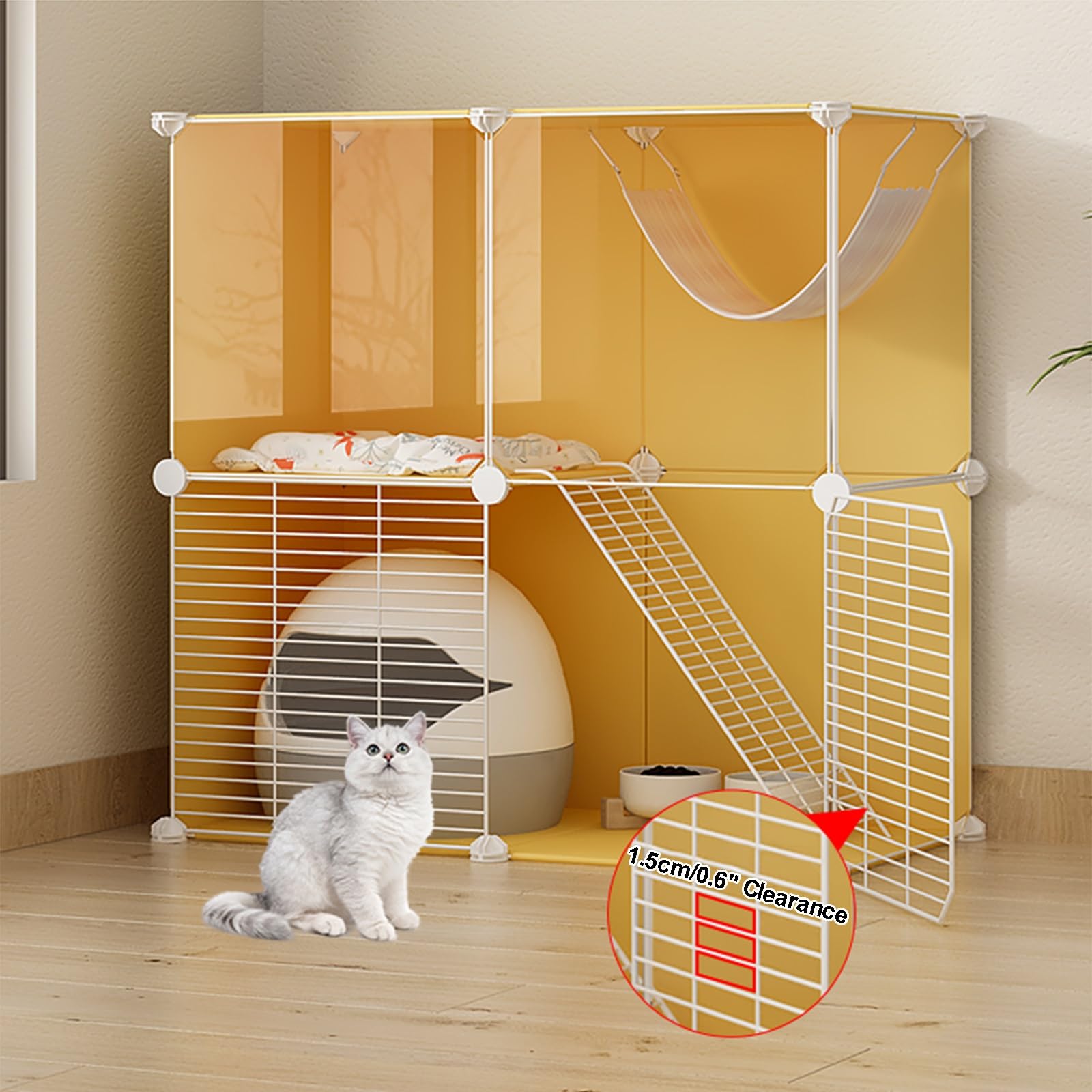 Jaulas para Gatos de Interior, Jaulas para Gatos de Interior DIY Casa para Mascotas de Interior con palets y Plataformas, Casetas de Alambre metálico Parque para Gatos Condominio para Gatos (Colo
