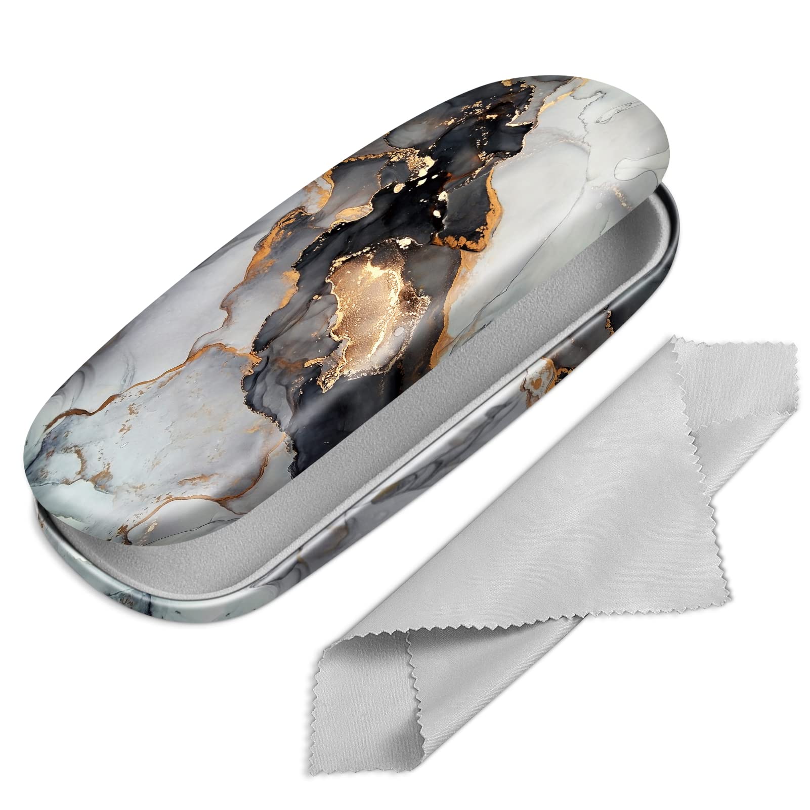 FINTIE Hard Shell Glasses Case for Women Men - Fashion Reading Eyeglasses Case Protective Spectacle Cases with Cleaning Cloth