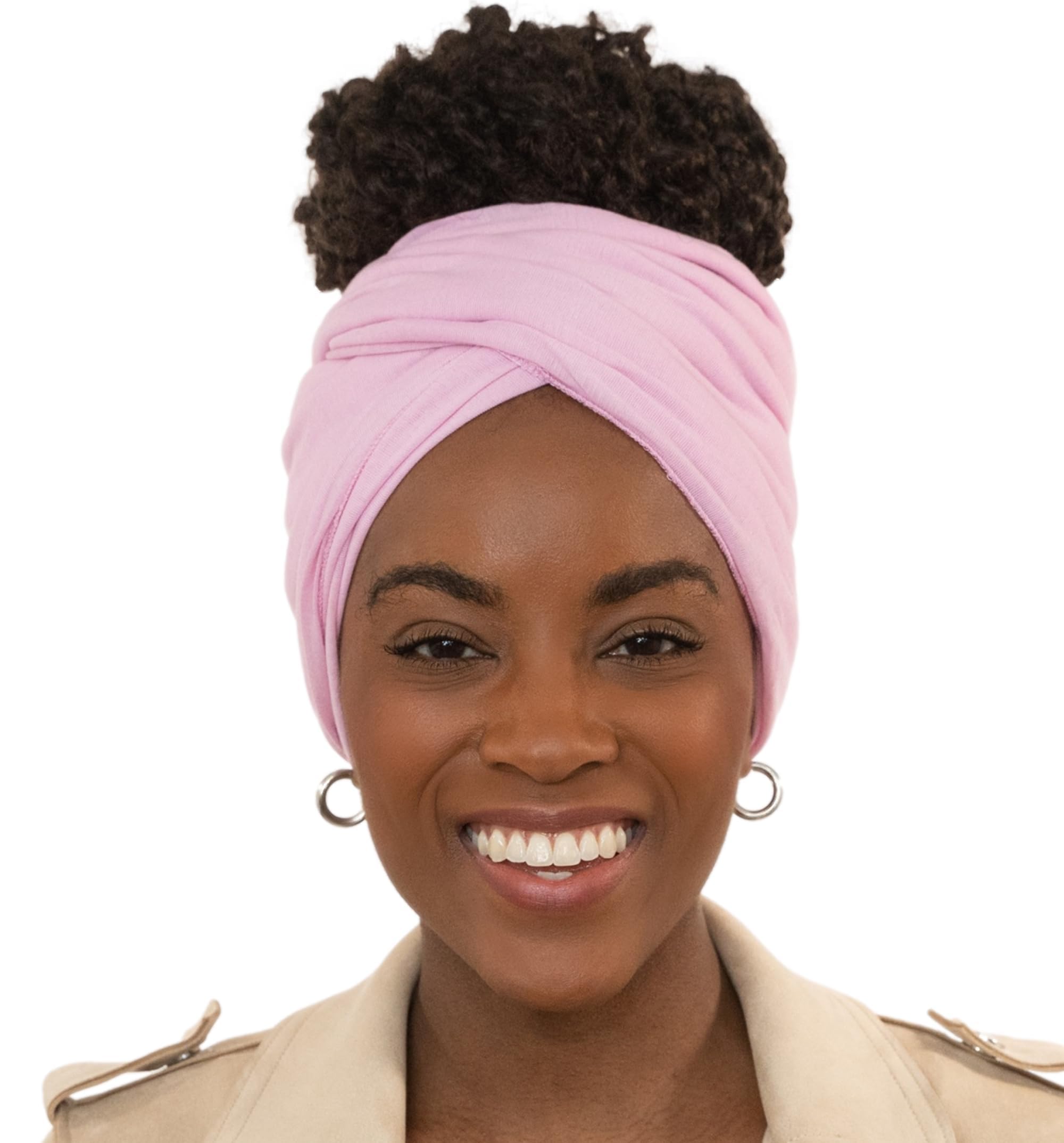 Head Wraps for Black Women - African Hair Wrap & Hair Scarf - Jersey Hair Turbans for Women - Soft & Breathable Headwrap, Rose Pink, OSFM
