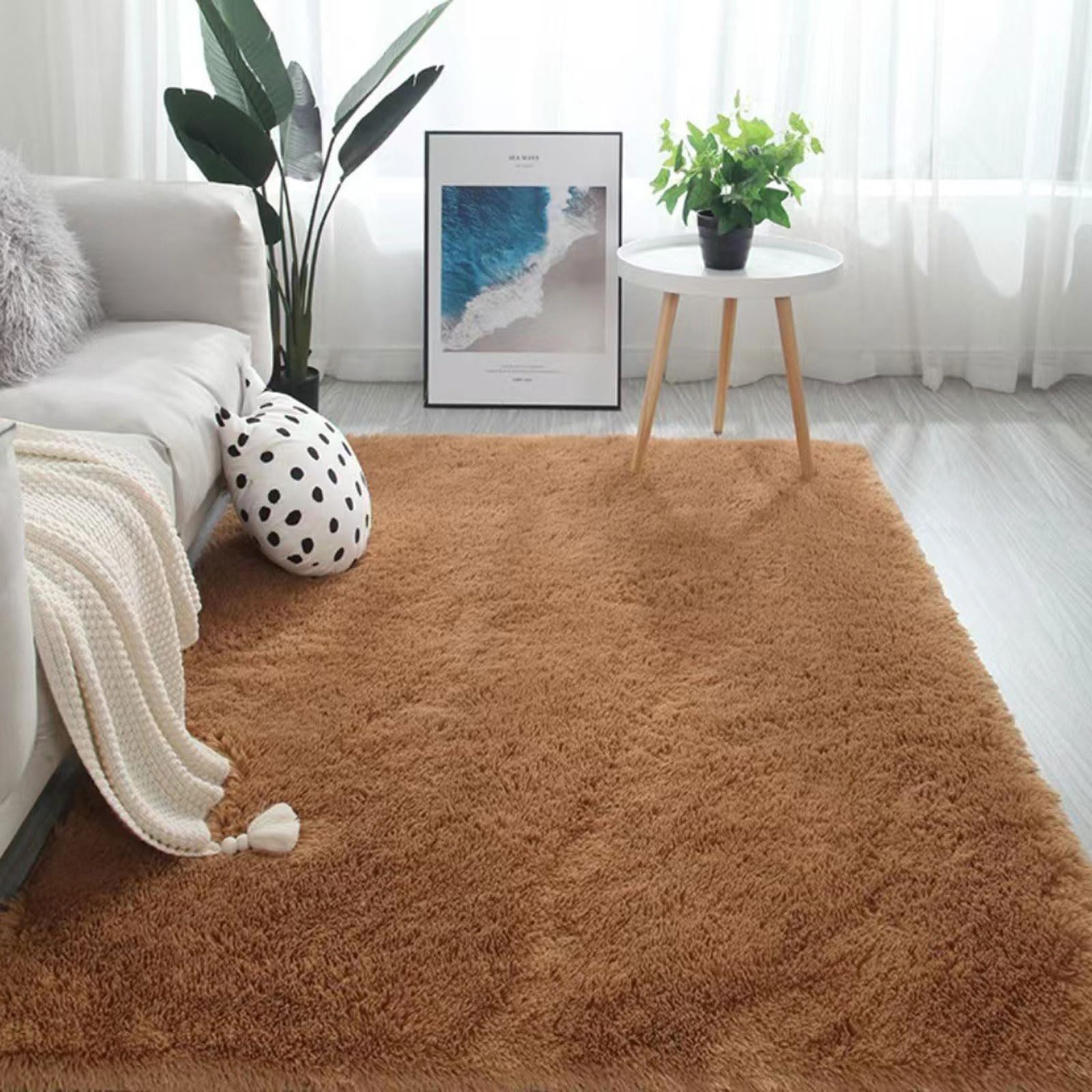 OPFdfhDFH Carpets, For Bedroom Plush Large Rug Fluffy Shaggy Non Shedding Washable Rugs Living Room Ideal For,Nursery,Kids Baby(Khaki,40 * 120cm)
