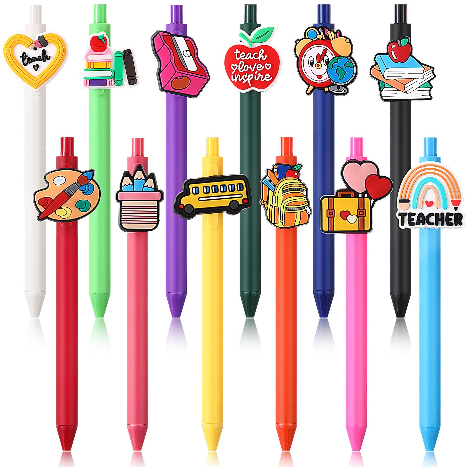 Clabby 12 Pcs Thank You Teacher Gifts End of Year School Teacher Ballpoint Pens Appreciation Gifts Inspirational Pens for Staff Scolleagues Team Work