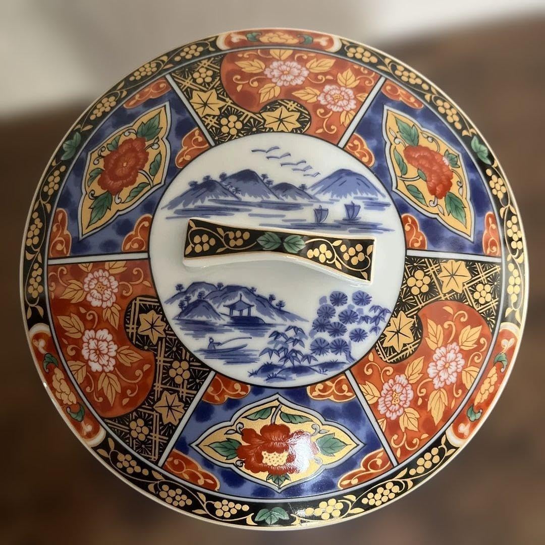 有田焼 陶器 三段重 蓋付き 重ね鉢 古伊万里 色絵 金彩 重箱 煮物鉢 おせち