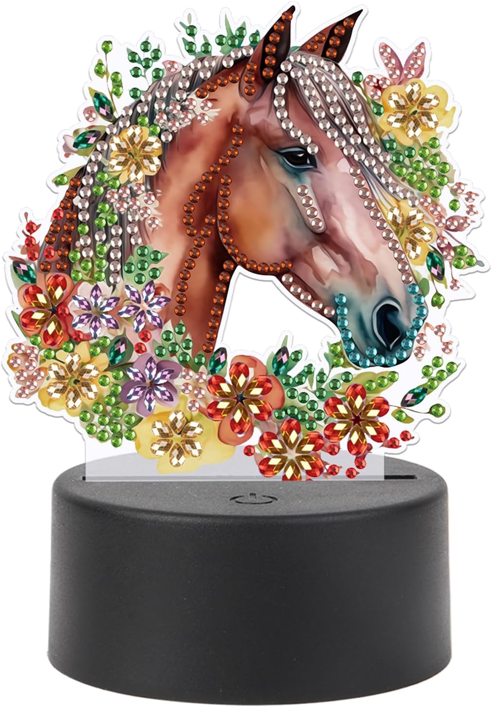 Lampe LED Peinture Diamant - Cheval Floral Special Shaped