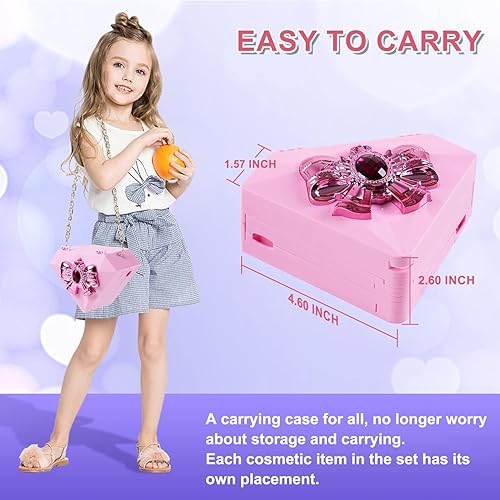 Miniatura 9 de Kit de maquillaje infantil para niña, 47 piezas, cosméticos reales lavables con caja de música LED, juego de maquillaje seguro y no tóxico, para