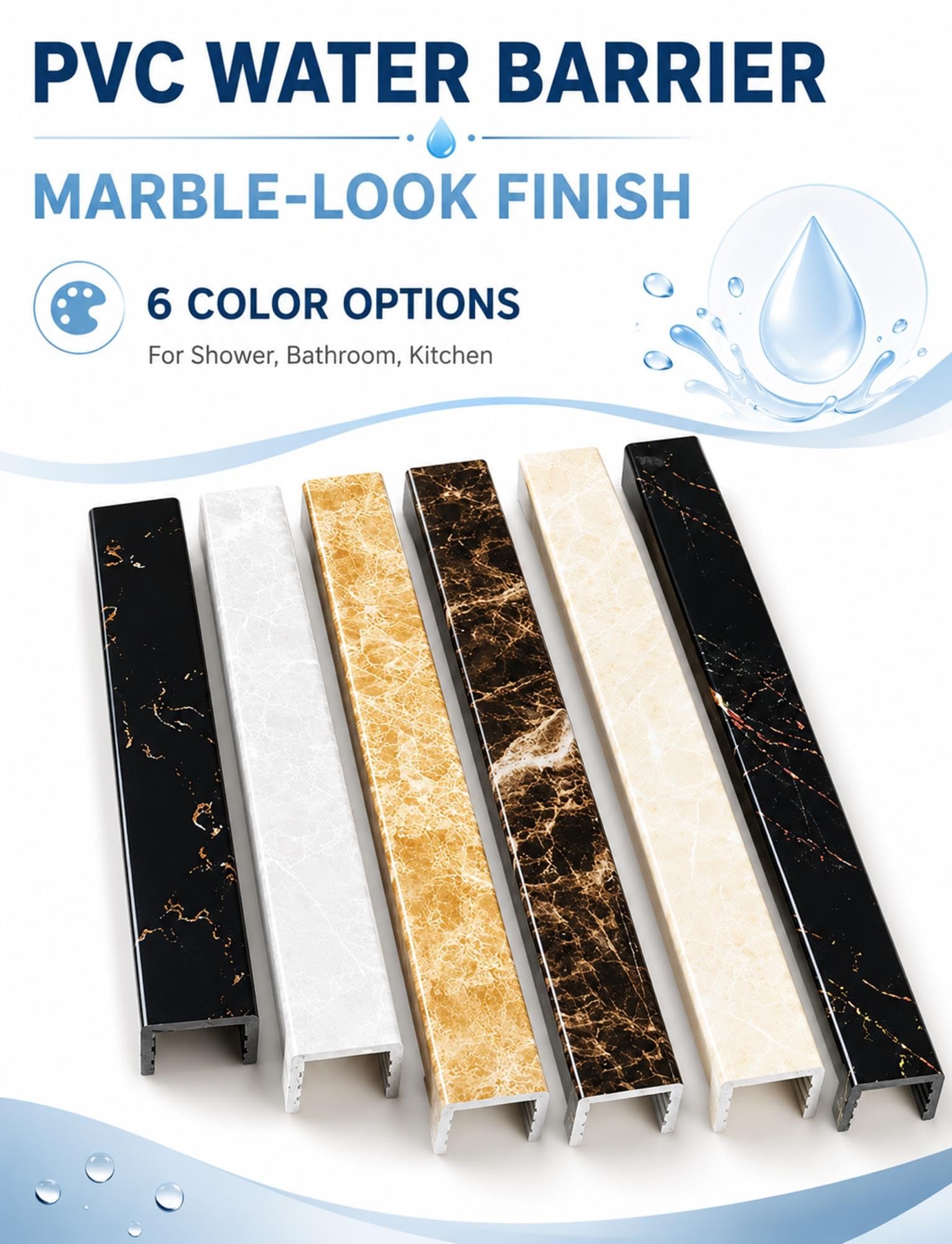 Soglia doccia in PVC rigido effetto marmo per pavimento bagno
