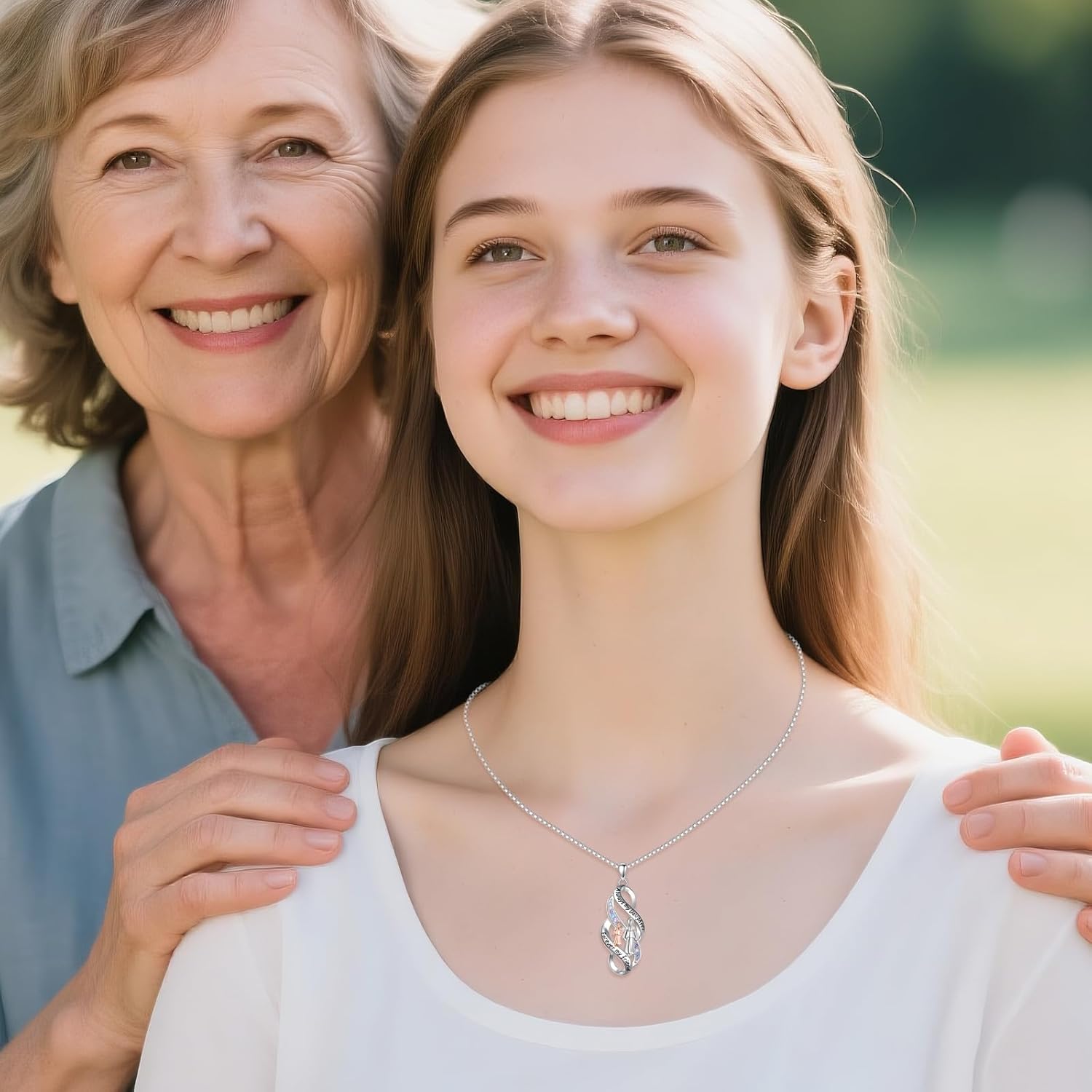 AOBOCO S925 Sterling Silver Infinity Necklace for Daughter from Dad Mom, Mother Necklace from Daughter Son Birthday Mother's Day Gift - Image 4