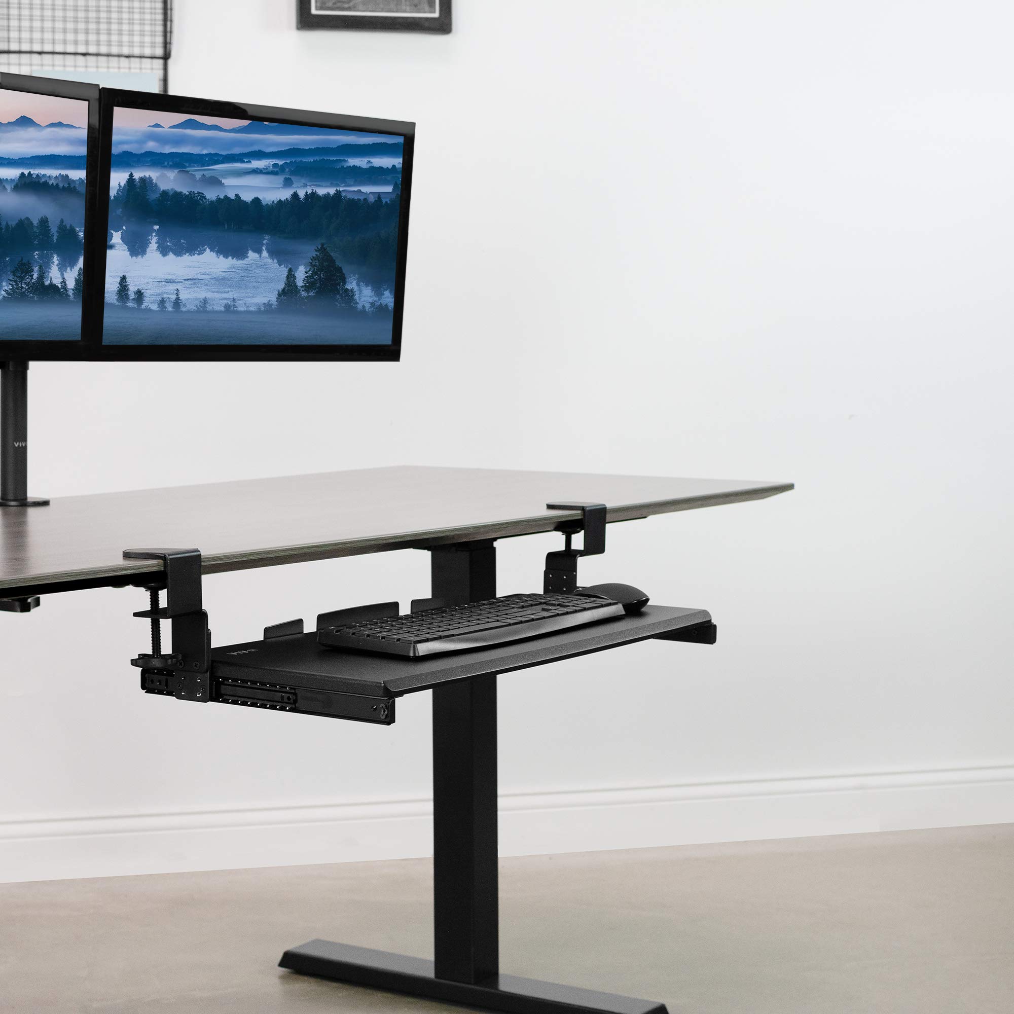 VIVO Large Height Adjustable Under Desk Keyboard Tray, Cclamp Mount