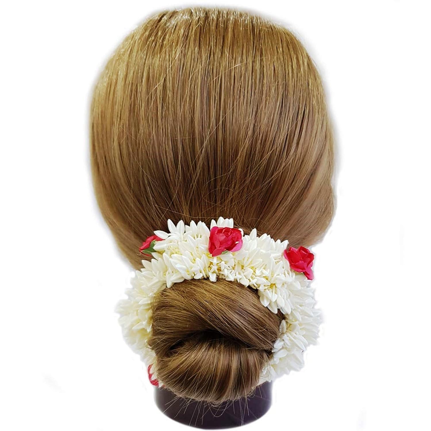 Diversa Artificial Gajra Flower Scrunchies For Hair Bun, Bracelet, Juda, and Ponytail Wedding Jewellery Reusable Fragrance Hair Mogra Gajra Tie For Women/Girls Gajra Scented Mogra (Red, Pack of 9)