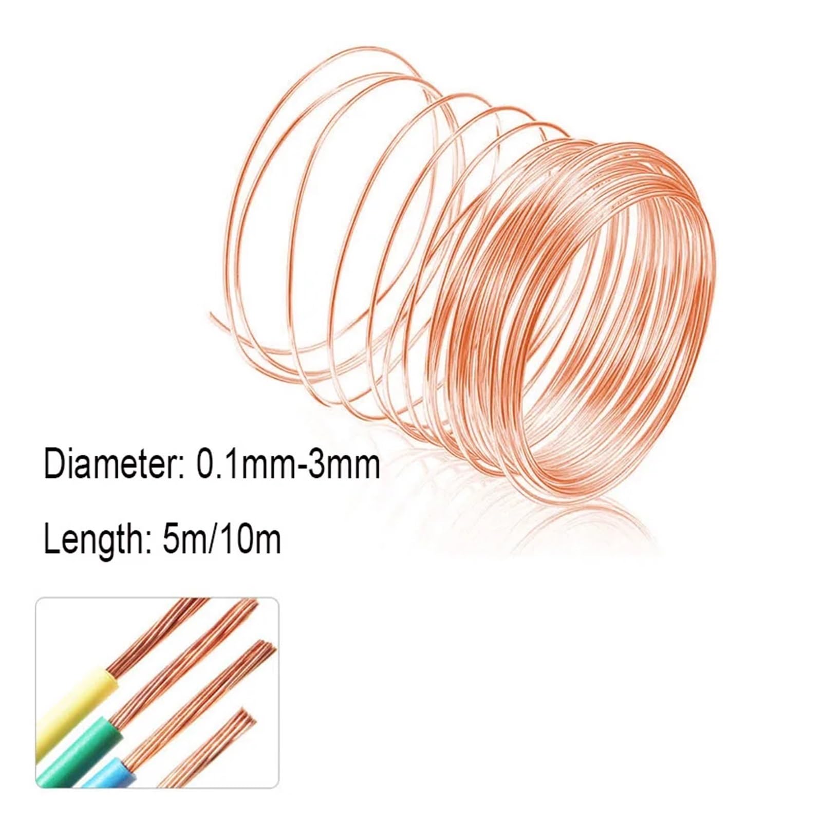 tianwandong ﻿ Reiner Kupferdraht T2 Kupfer Rot Kupferleitung Blankdraht Durchmesser 0,1/0,2/0,3/0,4/0,5/0,6/0,7/0,8/1/1,2/1,5/1,8/2,5/3 mm(2mm 10m)