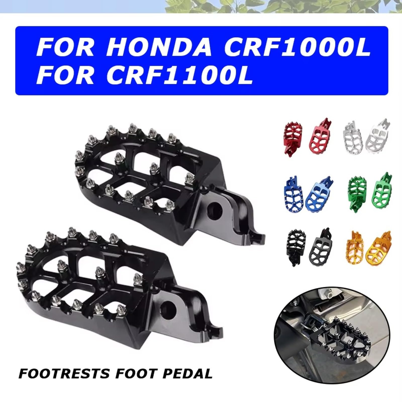 Motorrad Zubehör Fußrasten Fußrasten Pedale Fußstütze Für Honda CRF1000L Adventure Africa Twin CRF1100L ADV CRF 1000 1100 L(Black)