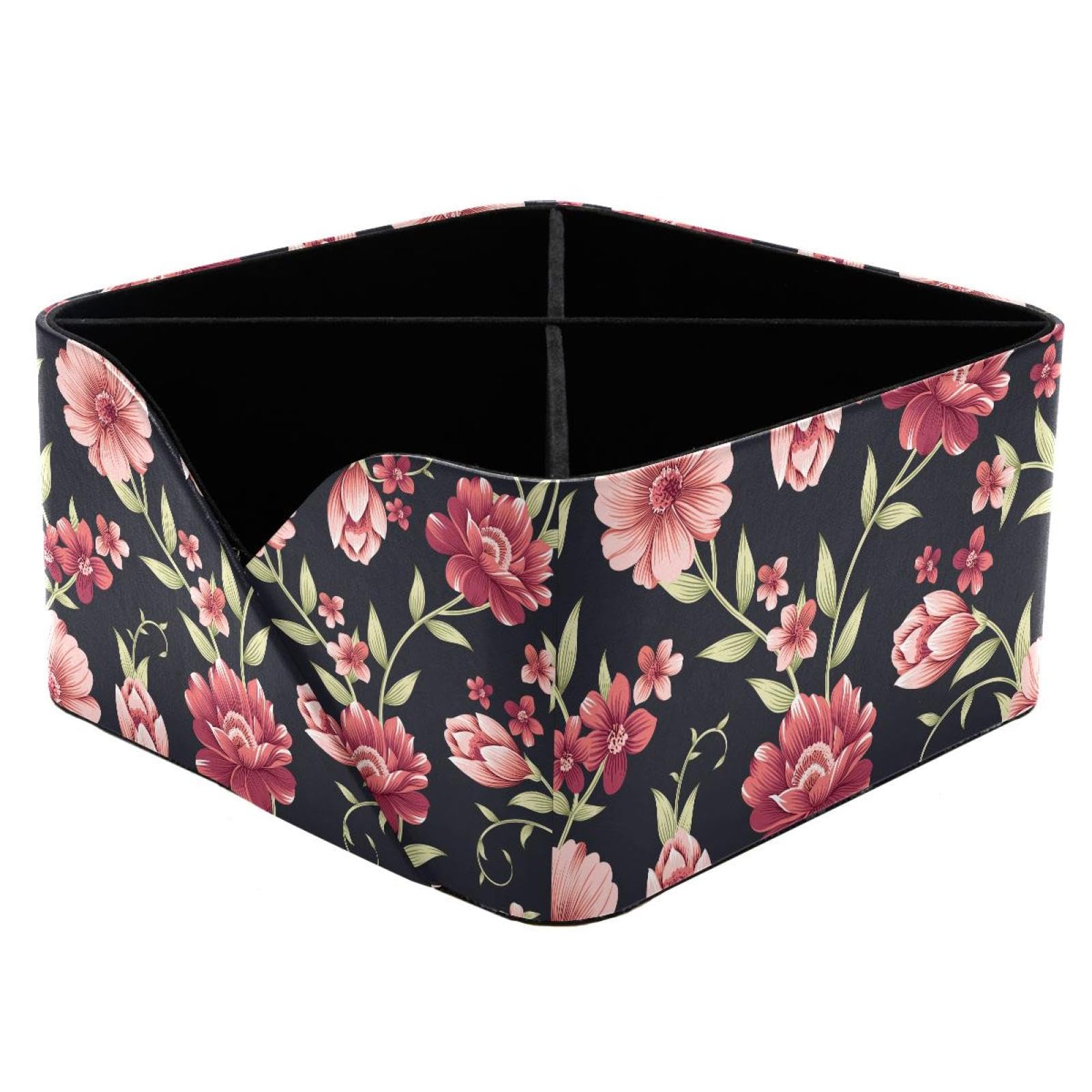 KengjuTesu Blossom Flowers Desktop Organizer Pen Holder, Rectangular Pencil Cup for Office, Study and Makeup Stations