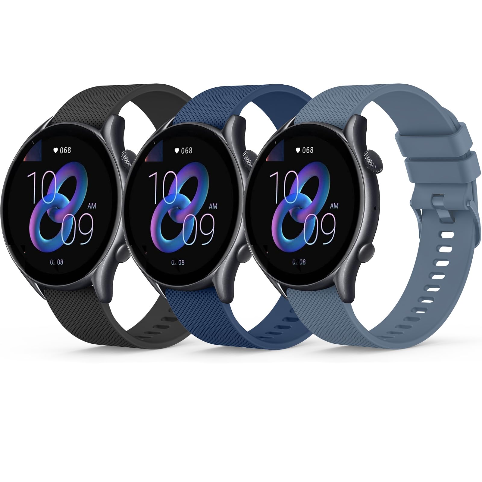 Oumida 3 Piezas Correa para Amazfit GTR 4/3/3 Pro/2/2e/47mm - Pulseras de Repuesto Deportiva de Silicona Original de 22mm - Impermeable
