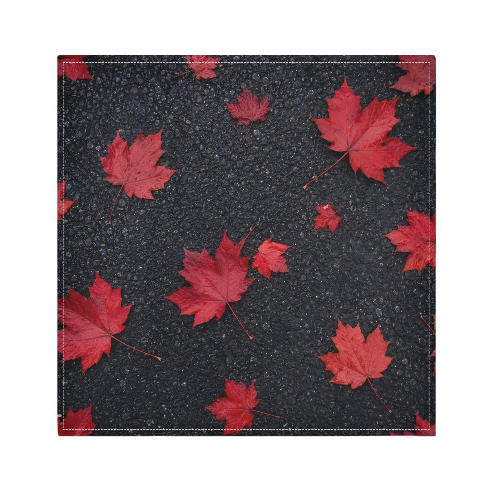 Ttgoth Maple Leaves Cloth Napkin Set of 6 Washable & Reusable Dinner Napkins for Dining Table, Banquets, Wedding, Party, 50x50 cm