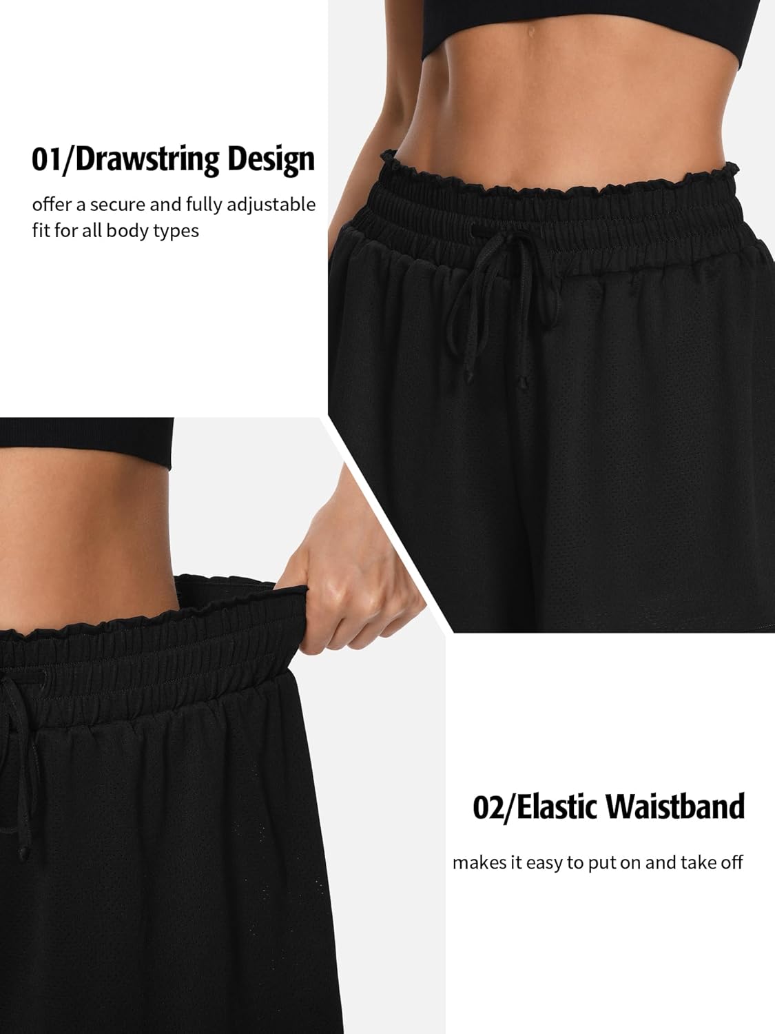 ATTRACO Women's High Waisted Swim Shorts Drawstring Board Shorts with Zipper Pockets Liner - Image 5