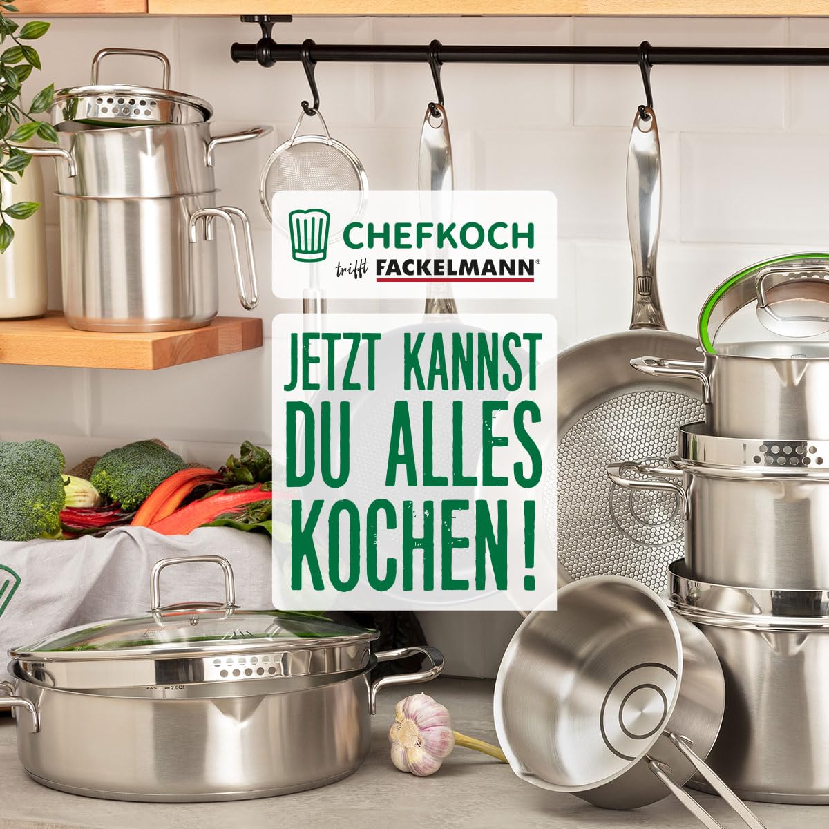FACKELMANN Chefkoch Bratpfannen 2er-Set München aus Edelstahl Ø 28 & 24cm, Induktionsgeeignet & Spülmaschinenfest