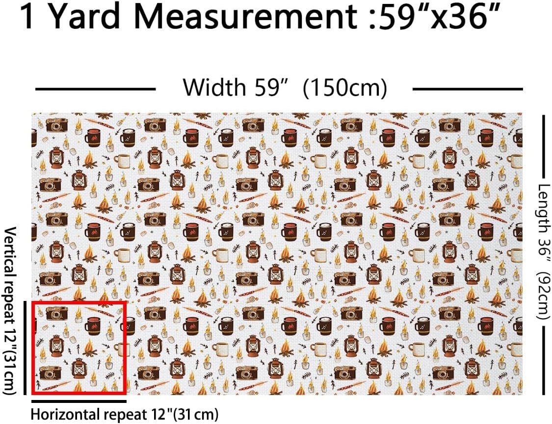 Feelyou Camping Fabric by The Yard Kids 1 Yard Camper Upholstery Fabric for Chairs Camper Accessories for Travel Trailers Fabric Vintage Reupholstery Fabric Decor White Soft Flannel image 2