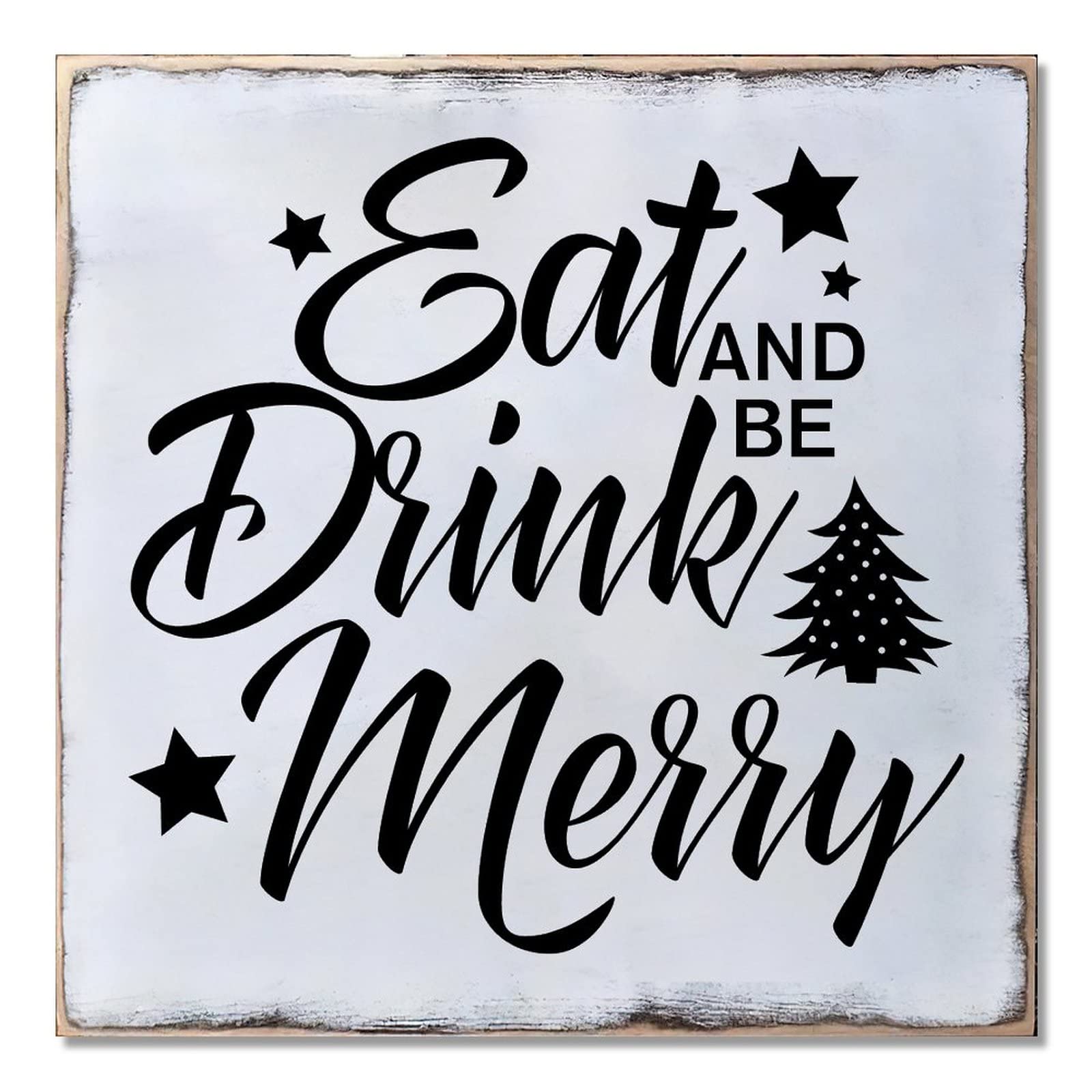Panneau en bois suspendre Eat Drink And Be Merry déco murale Noël