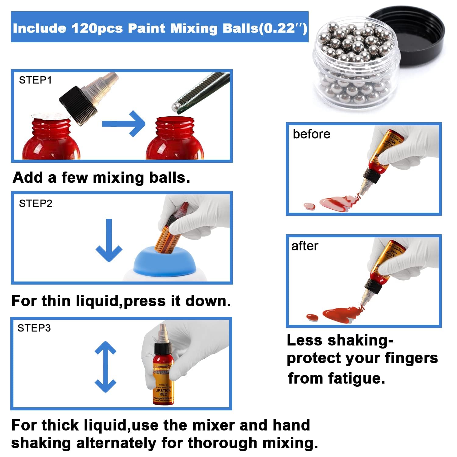 ONiLAB Mini mezclador de vórtice con función táctil, mezcla de laboratorio, esmalte de uñas, adhesivos de pestañas y pinturas acrílicas, vórtice de laboratorio para tubos, incluye 120 bolas de mezcla