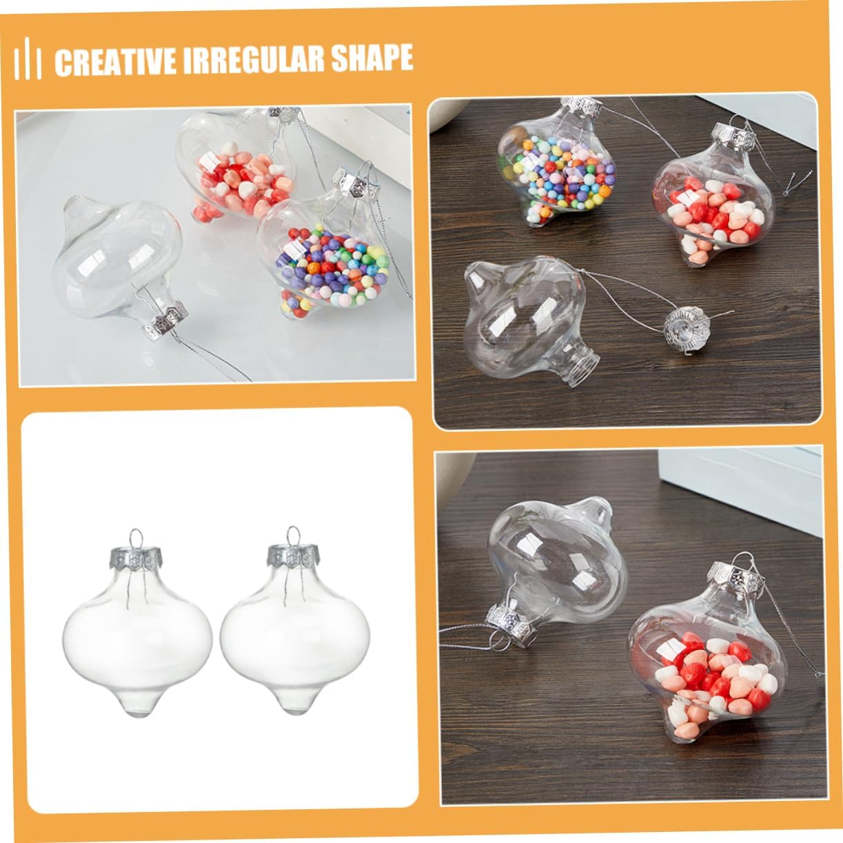UKCOCO 10pcs Glass Cover Ornament Baubles Fillable Christmas Bulbs Ornaments Whimsical Ball Small Artificial Clear Craft Mini Globe Round Light Colorful Hollow The Pet Transparent
