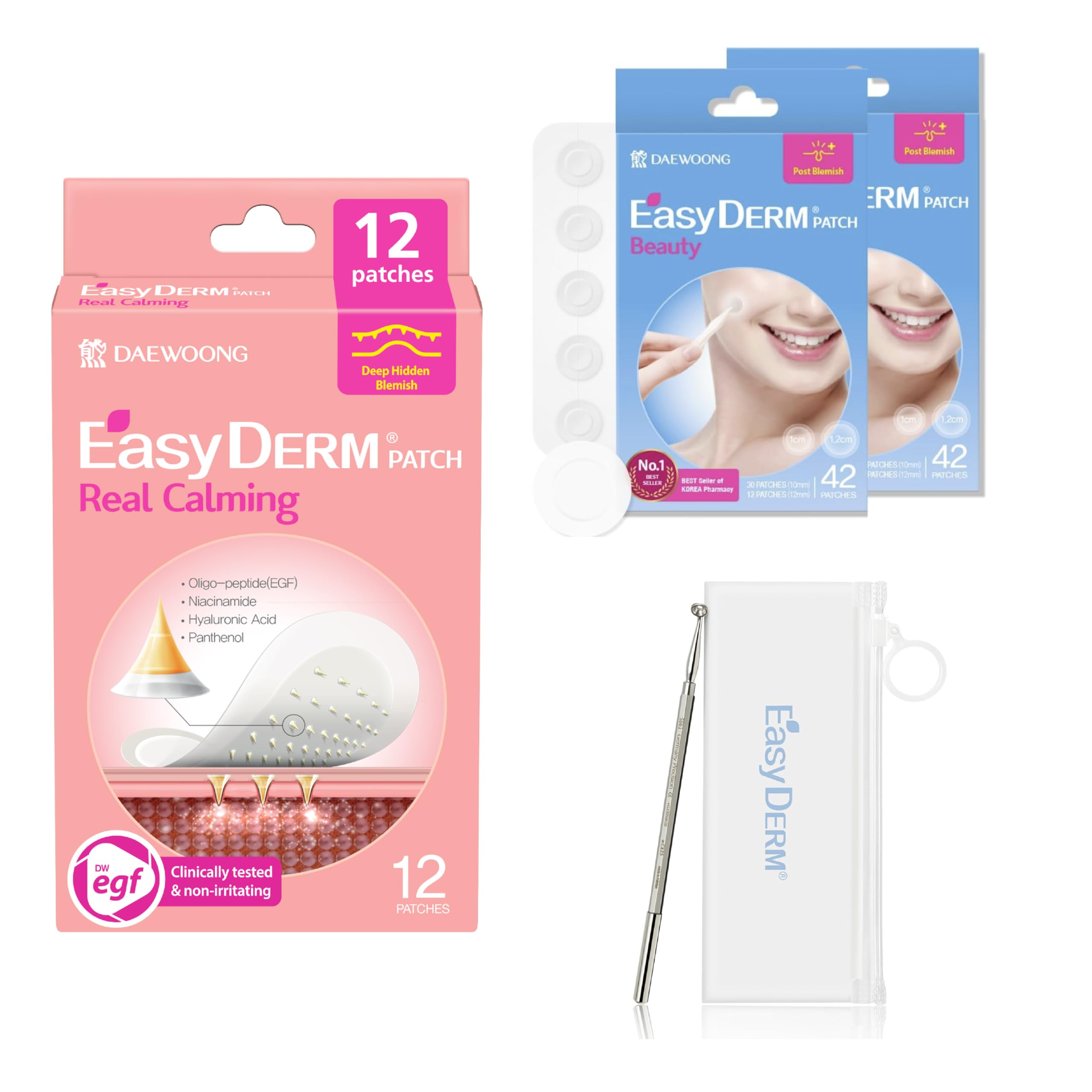 EasyDerm Real Calming Micropoint Niacinamide Dark Spot Pimple Patches and Beauty Hydrocolloid Post Acne Care with Dual Pimple