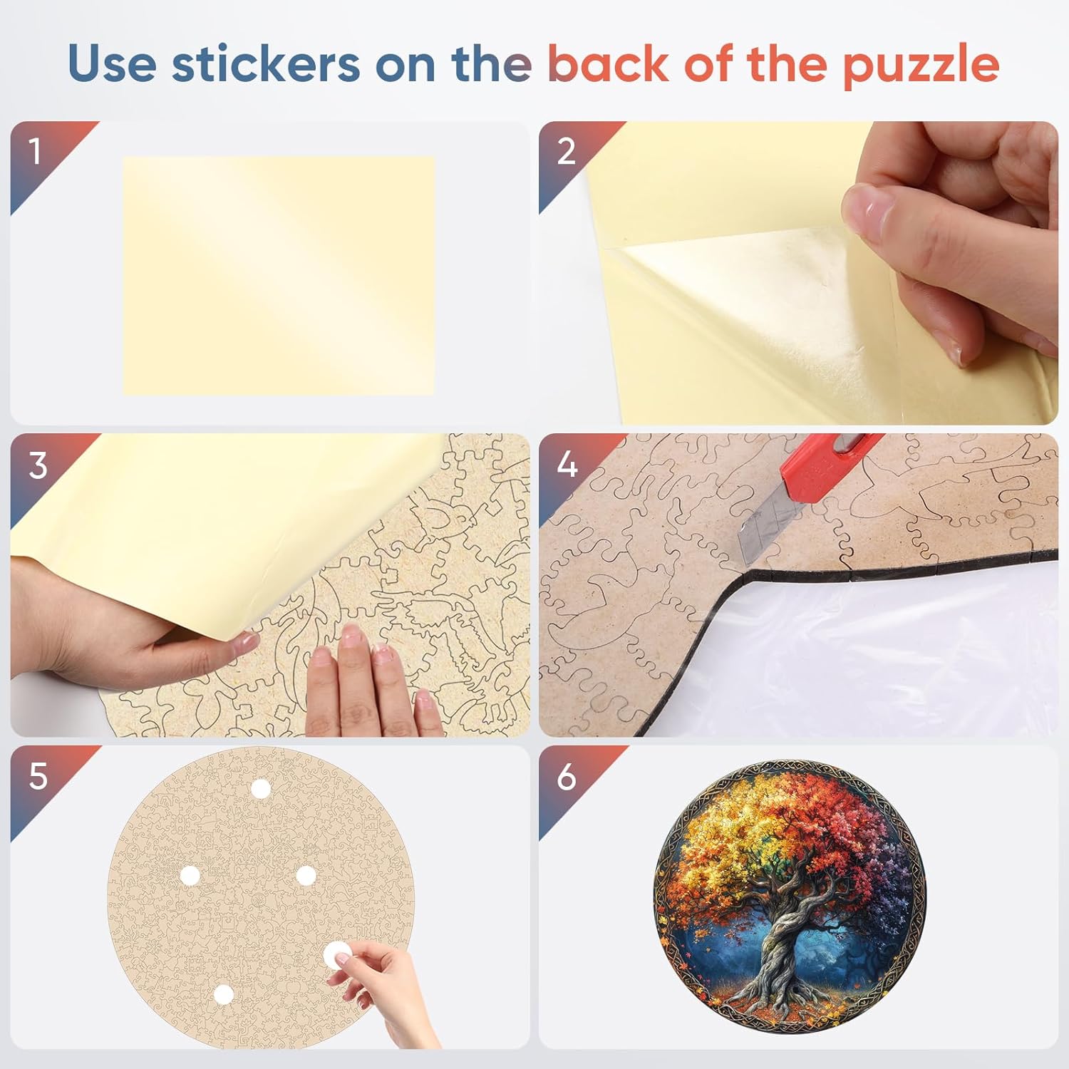 MYS A·U·R Wooden Puzzles for Adults, Round Tree of Life Jigsaw Puzzles 500 Pieces, 16.5x16.5in, Royal, Fun Challenging Unique Shaped Wood Plant Puzzles, Creative Gifts for Adults and Kids Family Game
