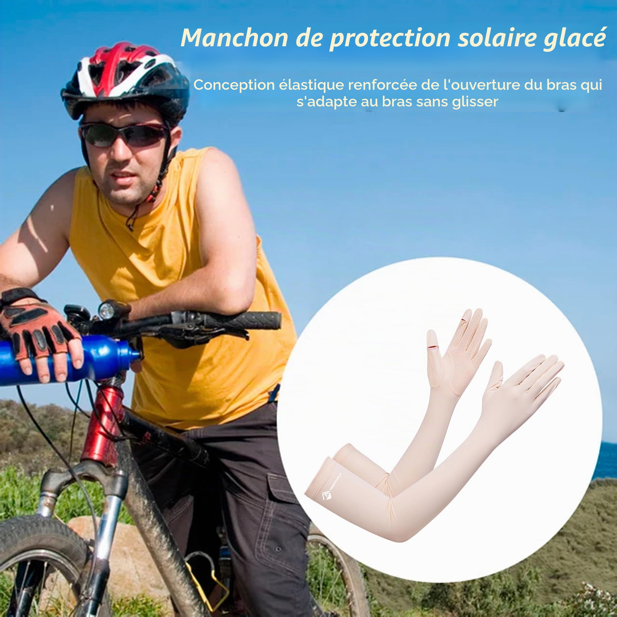XuoAz Gants d'été avec protection UV et soleil - Longs gants de conduite - Anti-soleil - Antidérapants - Pour l'extérieur - Pour femme - Cyclisme