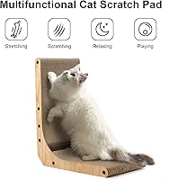 Vista 2 de FUKUMARU Rascador para gatos, 18.7 pulgadas en forma de L, almohadilla para rascar para gatos montada en la pared, cartón rascador para gatos