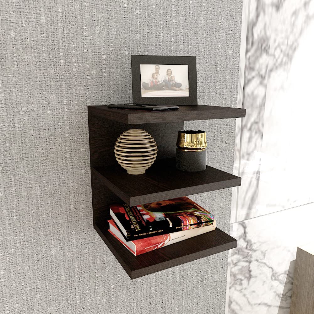 ESTANTERIA SOLIDUS Engineered Wood Modern Wall Mounted Shelf Display Rack for Books and Home Decor in Home and Office (Wenge Finish)