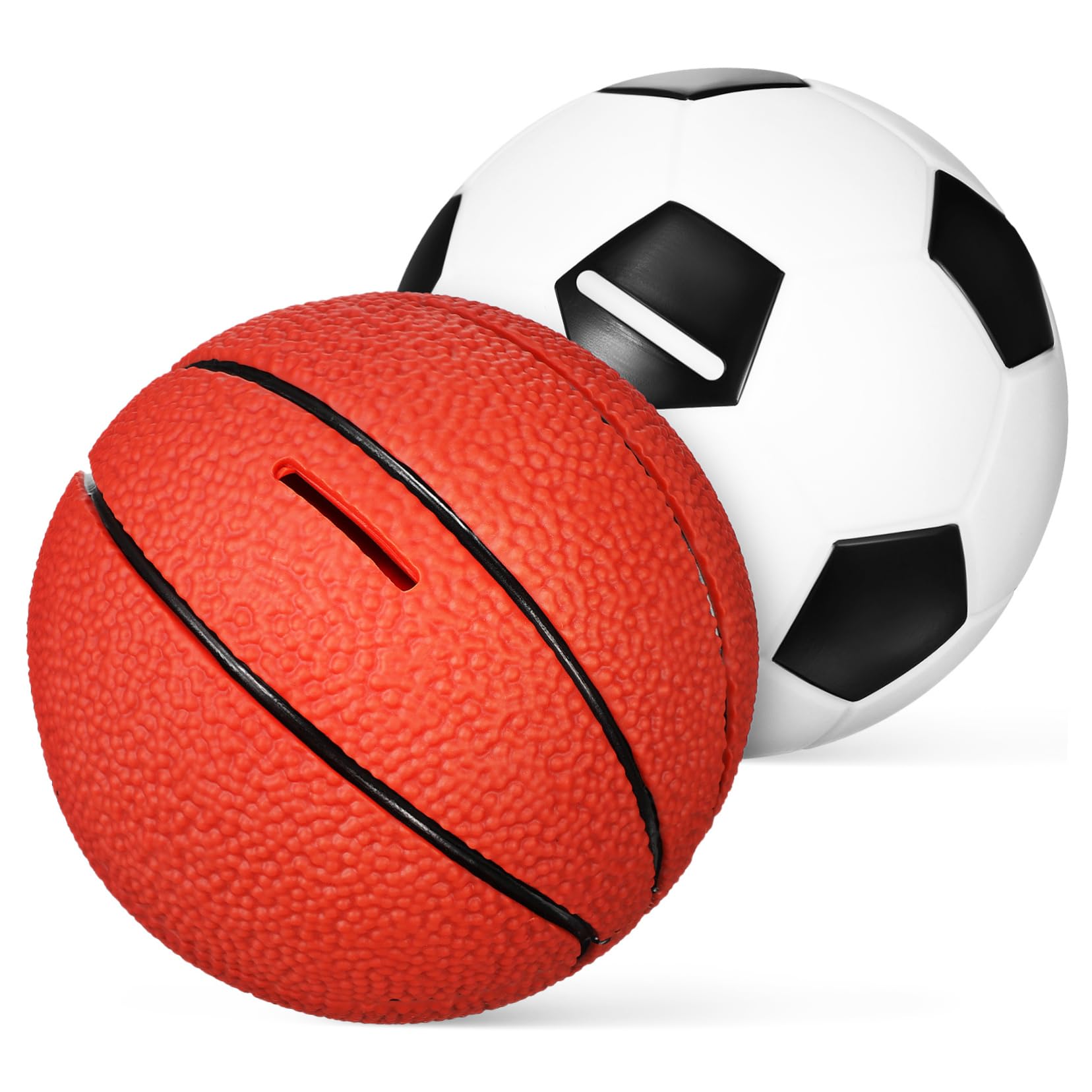 Salvadanaio in Vinile 2 Unitá per Ragazzi e Ragazze, Decorazione per Casa, Modelli Pallone da Basket e Calcio, Dimensione Portatile, per Compleanni e Giochi Esterni
