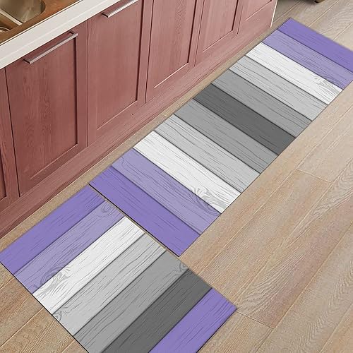 Miniatura 7 de Tapete de cocina con tablones de madera, antideslizantes, tapetes de cocina suaves para piso, alfombra de cocina, antideslizante, lavable, alfombra