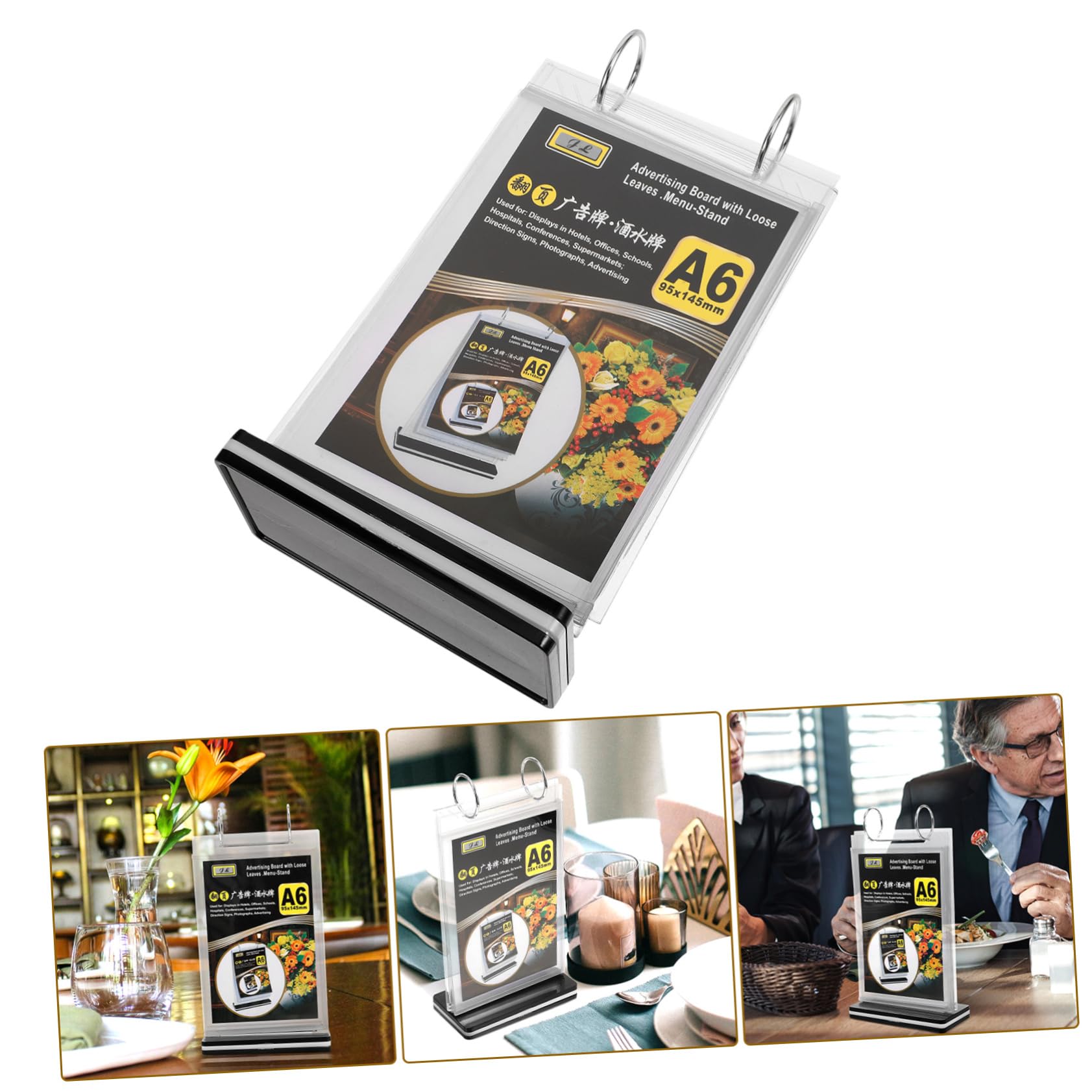 ARTIBETTER 10 Stück Menühalter mit Sockel Klarer Tischständer für Restaurants Werbeanzeigen Broschüren und Veranstaltungen Stabiler Schildhalter für Desktop und Ausstellungen