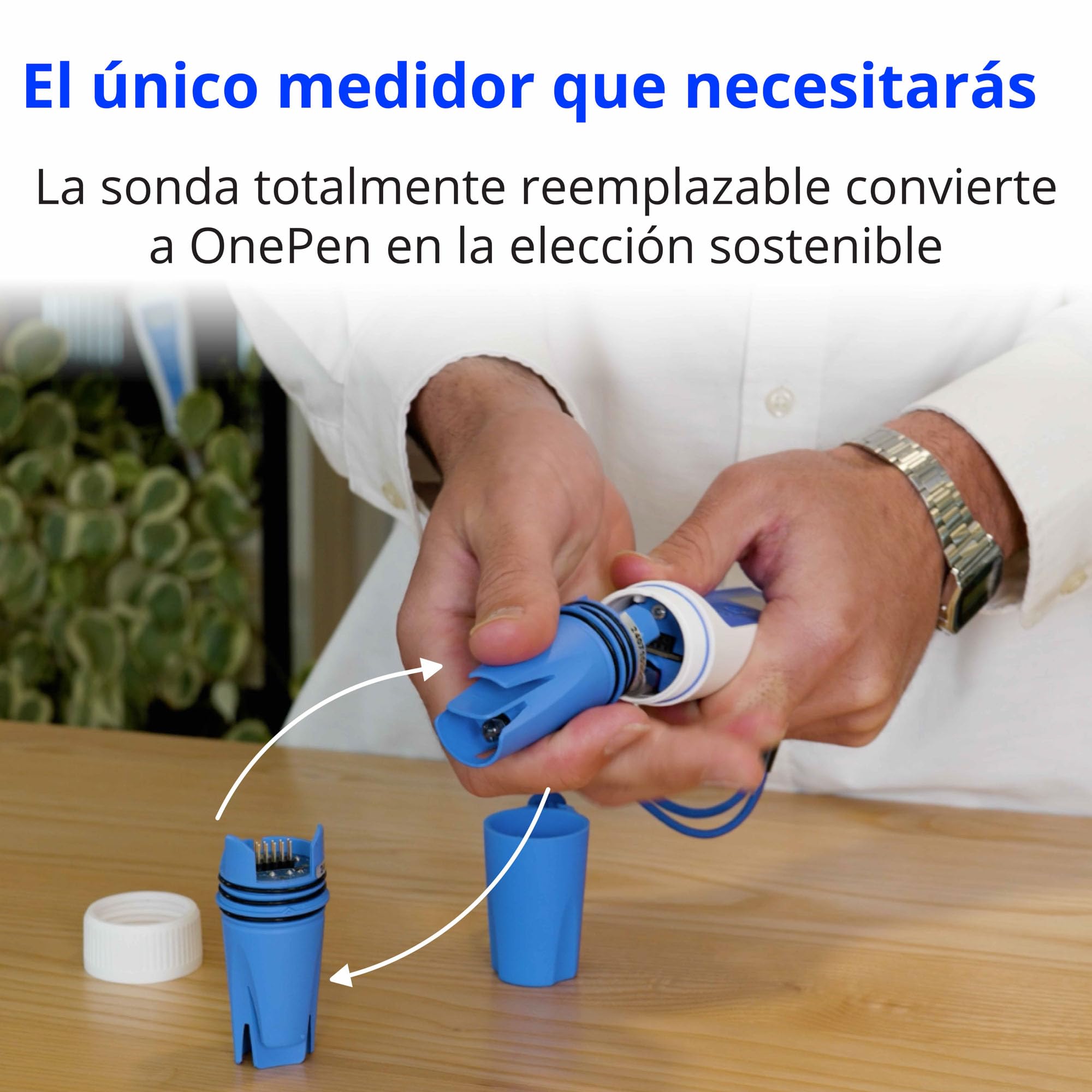 Bluelab OnePen - Medidor de temperatura, EC/PPM y pH 3 en 1, lecturas ultrarrápidas - Intercambio de datos Bluetooth y seguimiento en la aplicación - Sonda intercambiable